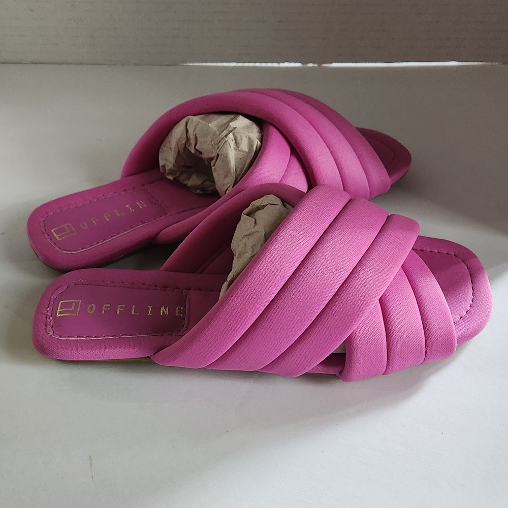 Off line hot pink sandals sz 6 new boutique brand mules